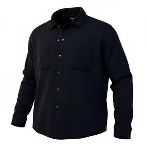 Nova Men Weekender Black Button Up Long Sleeve Knit Shirt in Size 2XL